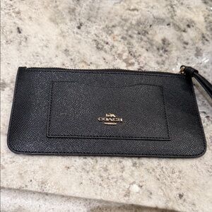 Coach Sleek Black Leather Wristlet